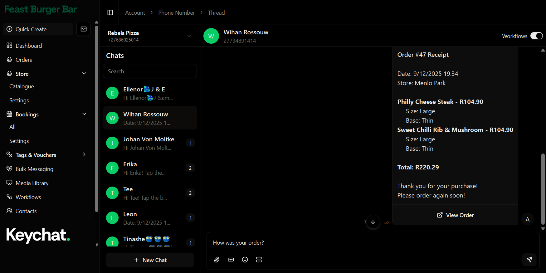 Keychat Dashboard - Inbox